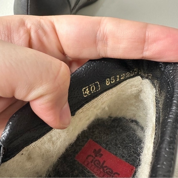 Rieker Gray Black Daphne Sherpa Wool Lined Ankle Booties Size 40 - Picture 7 of 8